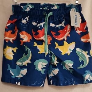 Colorful Shark Print Kids Shorts